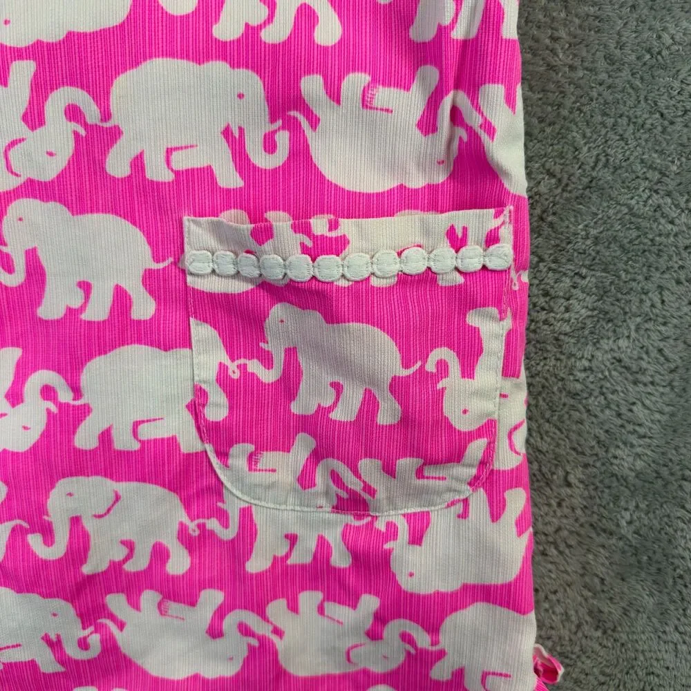 Lilly Pulitzer Dress Girls 8 Pink Tusk in Sun Elephant Lace Shift Hem Bow Preppy